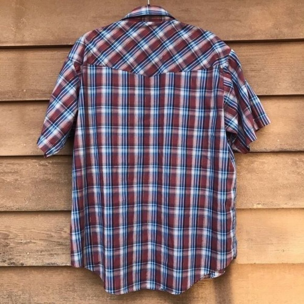 Vintage Plains Western Wear Plaid Pearl Snap Button Down Shirt Size XL - Picture 5 of 8